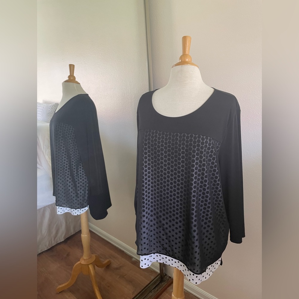 Chicos (3) Black and White Polka Dots shirt